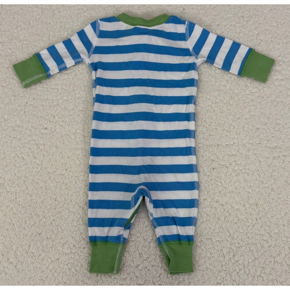 Hanna Andersson Baby Blue White Striped Organic Cotton Sleeper 0-6 Months - Picture 5 of 5